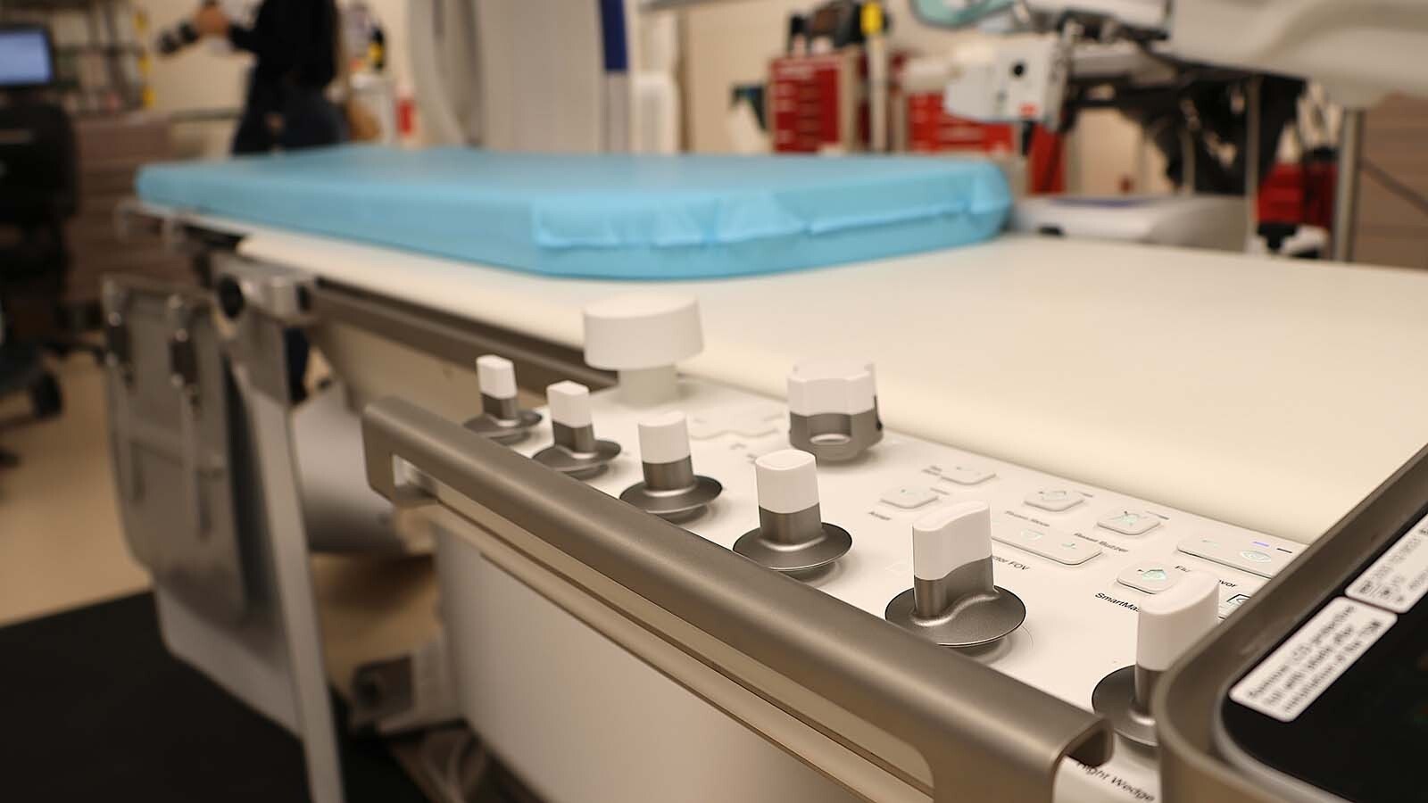 The control panel for the device that projects images of the patient’s body during a procedure.
