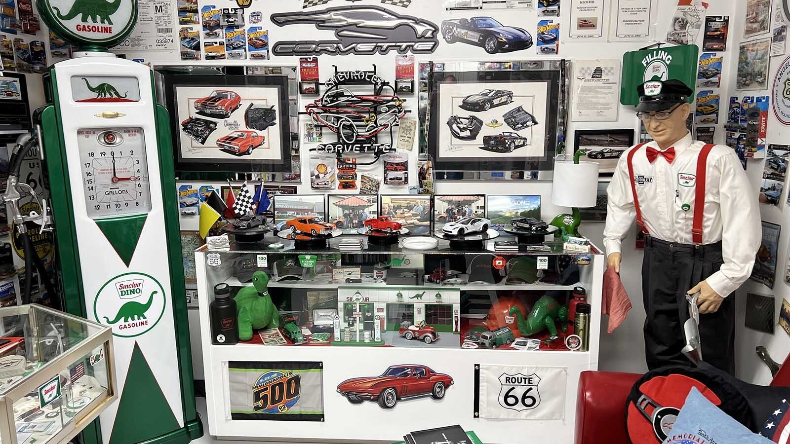 Larry Kloster’s collection began with a Corvette more than 30 years ago and has grown to include more than 1,000 Hot Wheels and a variety of other car-related items. When his son started working for Sinclair 18 years ago, Kloster began collecting unique Sinclair items to add to his museum-quality collection.