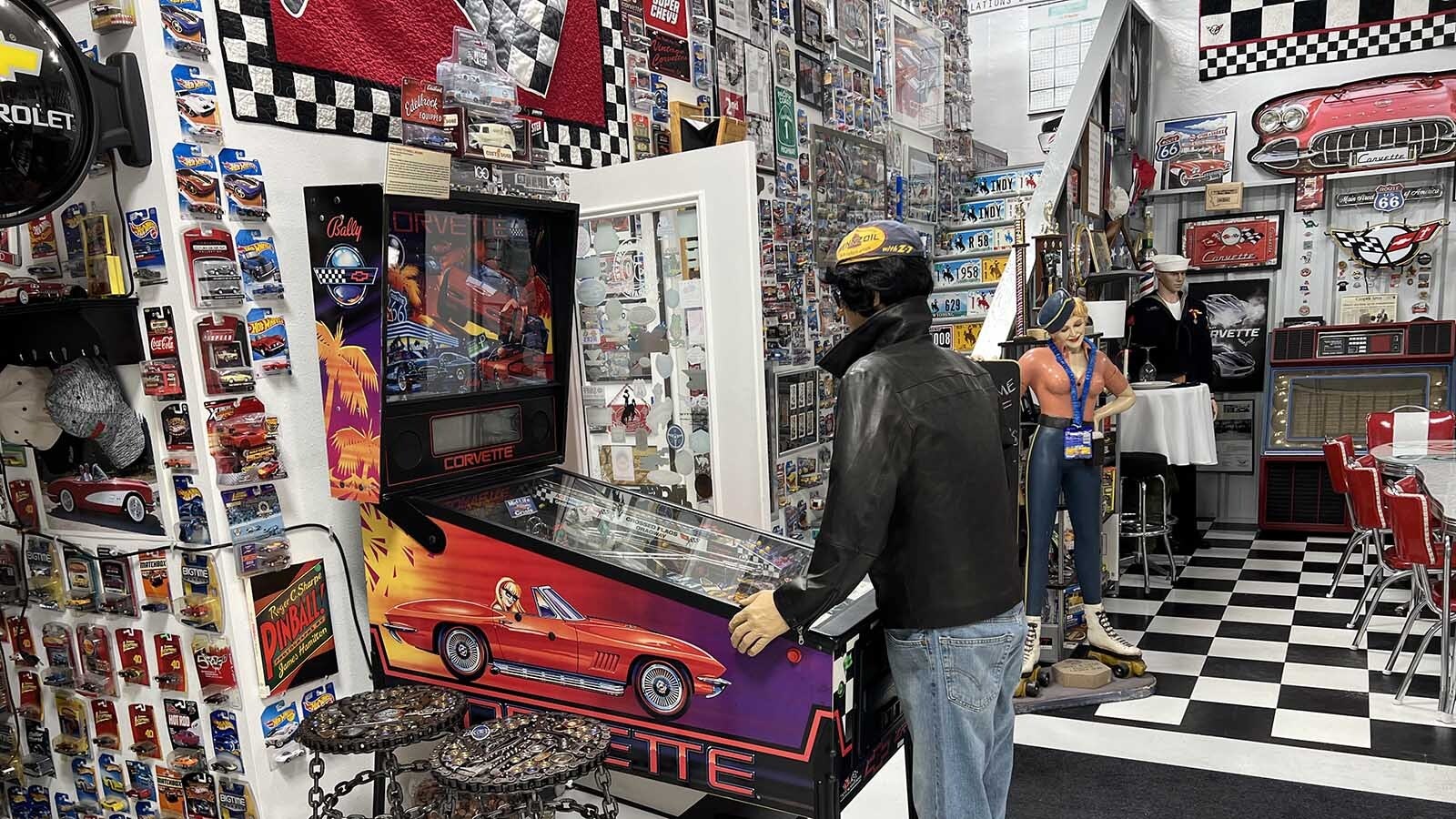 Not all the Corvettes in Larry Kloster’s collection are drivable. He has added more than 1,000 Hot Wheels plus a pinball machine to his decor.