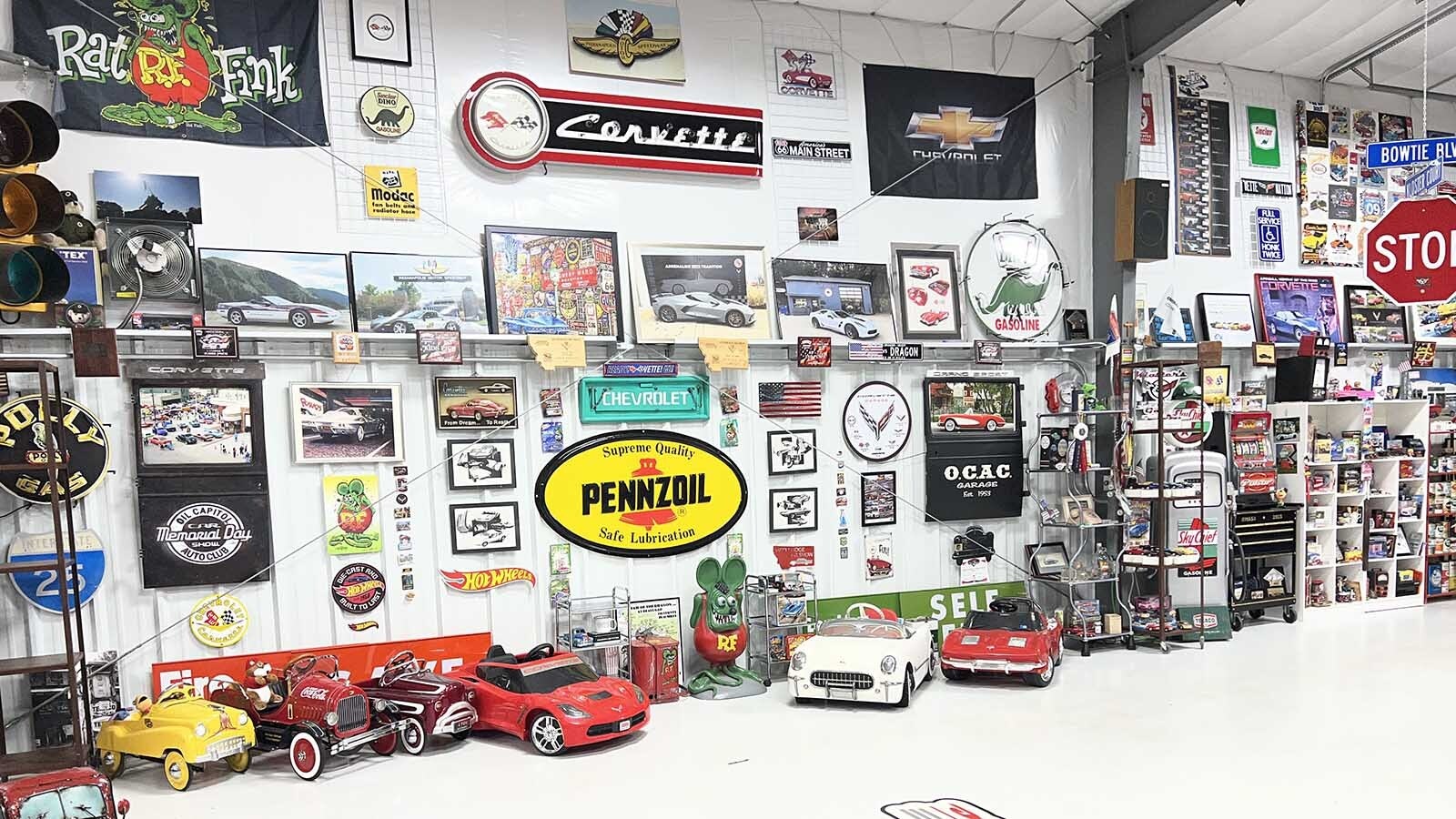 Not all the Corvettes in Larry Kloster’s collection are drivable. He has added more than 1,000 Hot Wheels plus a pinball machine to his decor.