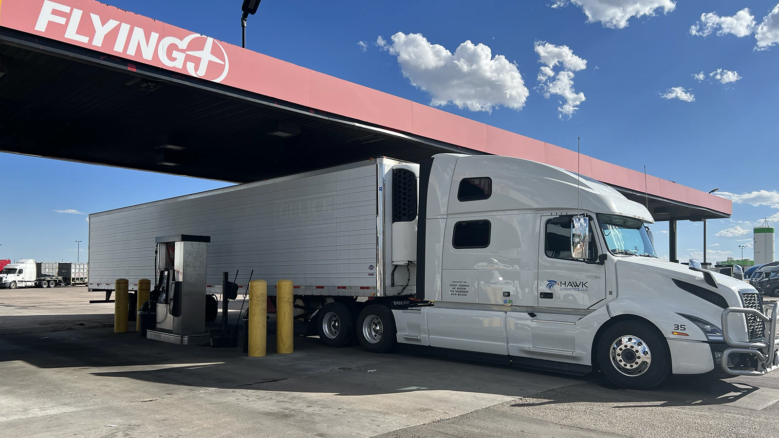 Truckers fill up at the Flying J truck stop in south Cheyenne.