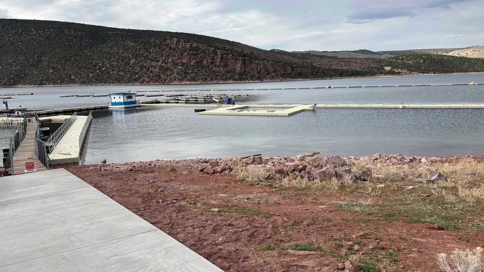 Releases of up to 1 million acre-feet of water downriver from Flaming Gorge are gutting the gorge’s world-famous kokanee fishery and has marinas racing to survive. “This is like a holocaust for nature,” said one marina owner about the impact. Here's what the gorge looked like last season at Cedar Springs Marina. The water is considerably lower now.