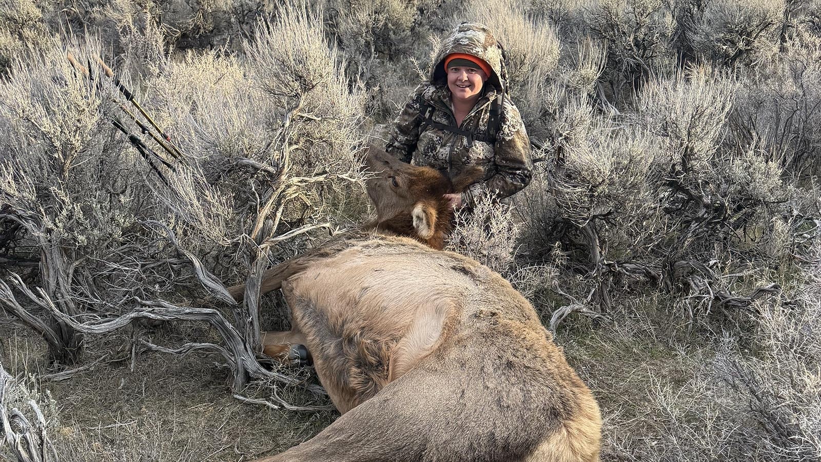 Kacie Fischer of Casper shot this late-season cow elk on Black Friday. It was her first big game animal ever.