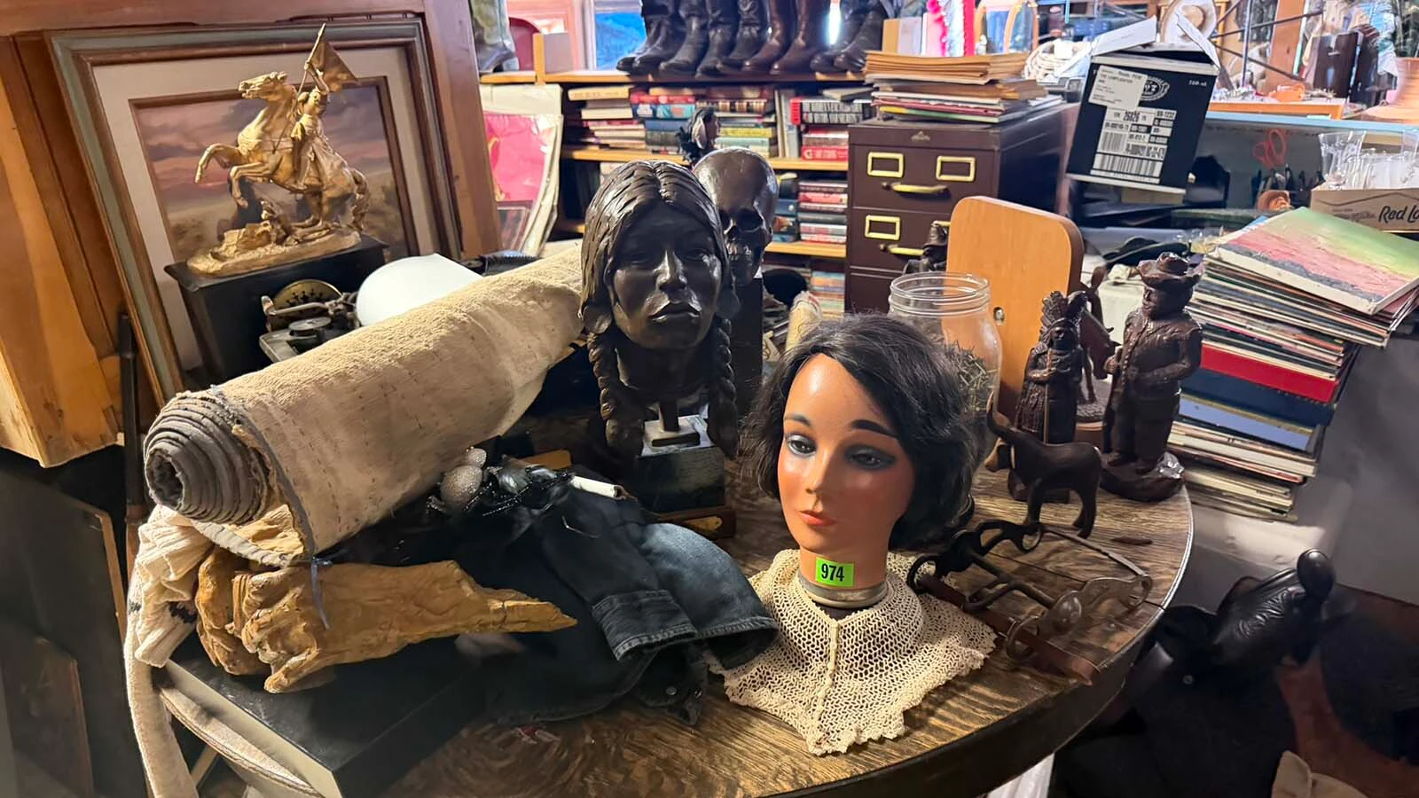 In the Hole-in-the-Wall Antique Store in Meeteetse's old Masonic Hall, be prepared for a treasure hunt. Vintage collectibles and historic antiques are scattered around two floors with tarnished hot rods parked outside. Owner John Fremlin adds to the collection constantly and is on the hunt for items that "speak to him."