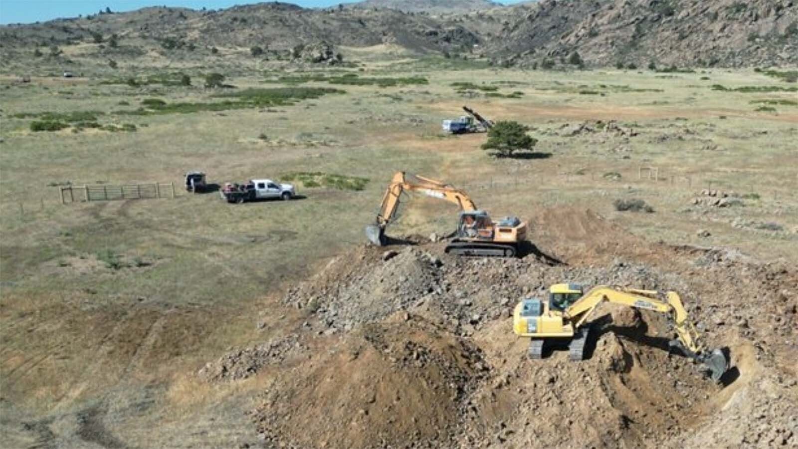 American Rare Earths excavates blasted material at its Cowboy State Mine in the Halleck Creek area outside Wheatland.