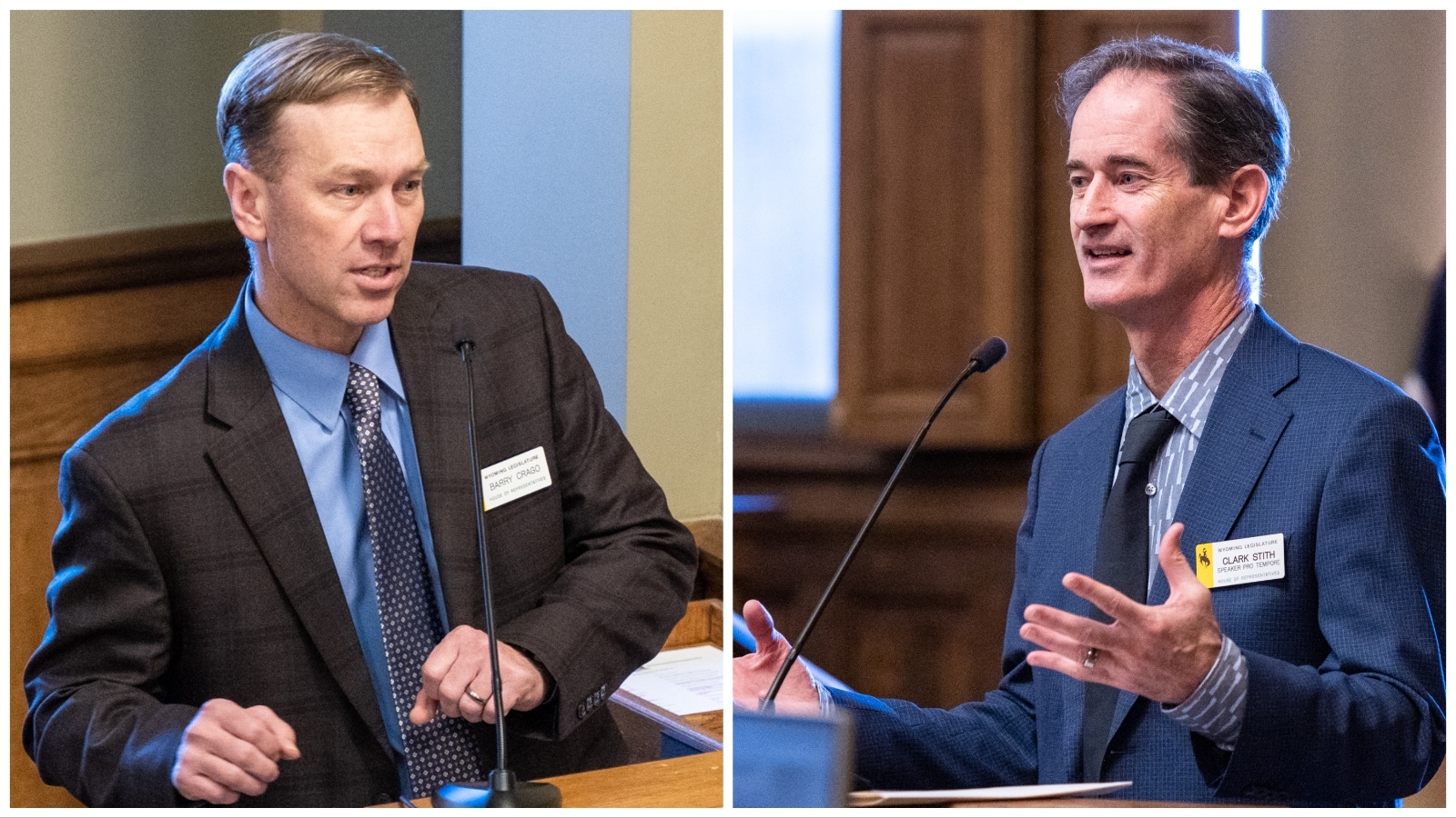 State Reps. Barry Crago, left, and Clark Stith.