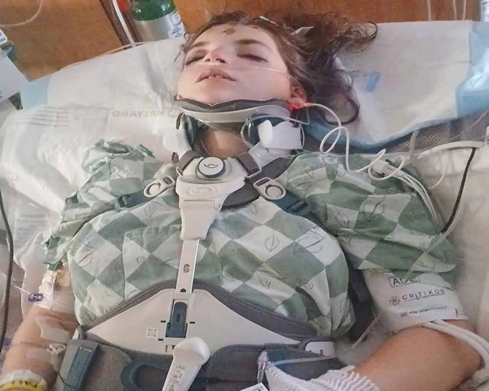 Alyson Swanson remains hospitalized in Rapid City after suffering serious brain, spinal and other injuries in a rollover early Monday while driving home from Casper with her young son.