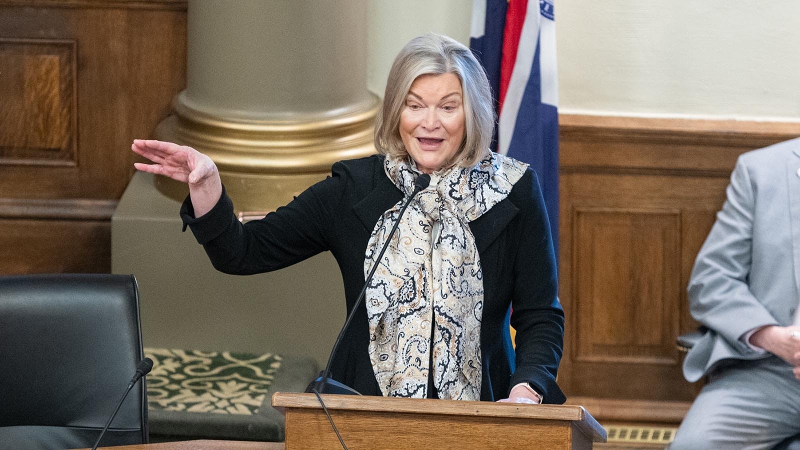 U.S. Sen. Cynthia Lummis addresses the 2024 Wyoming Legislature in the Capitol in Cheyenne.