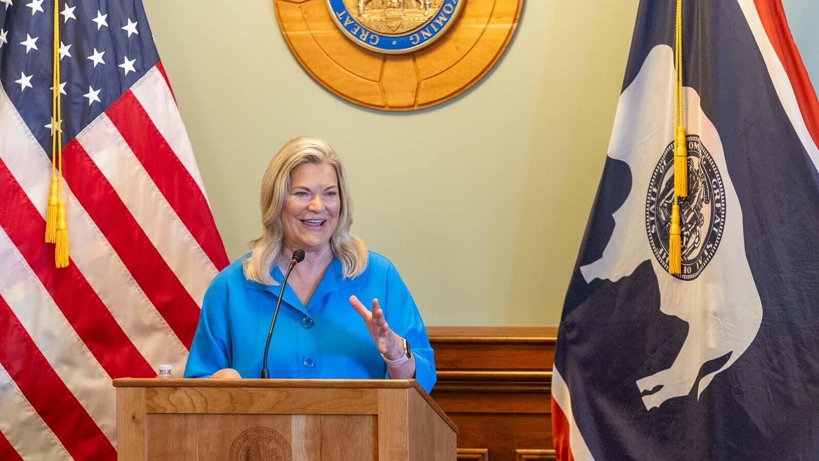 Sen. Cyntha Lummis speaks at the Wyoming Capitol on Aug. 28, 2025, before EPA Administrator Lee Zeldin signed a letter in favor of Wyoming administering its Coal Comustion Residuals Program rather than the federal agency.