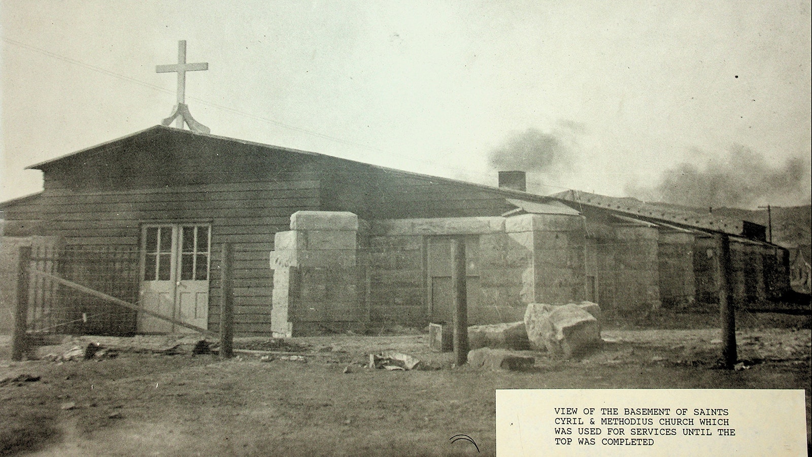 The basement of the church was used for services until the top part of the building was built.