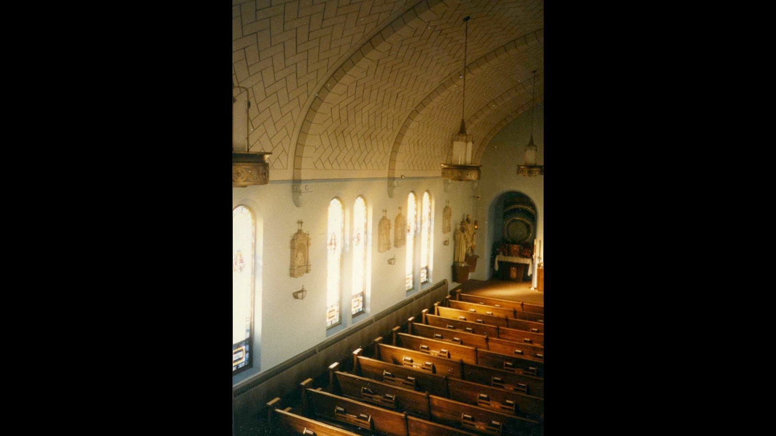 Inside the church.