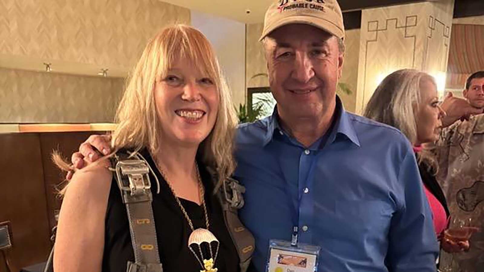 Chanté McCoy wears her father Richard McCoy II's parachute at the DTSB General Aviation Safety Summit in Orlando in January 2026.