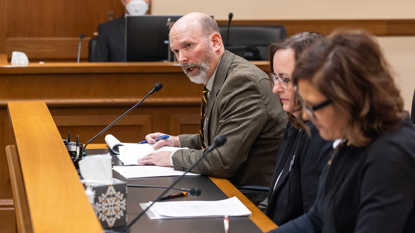 Mike Smith, vice president of governmental affairs and community engagement for UW, testifies for the House Labor, Health and Social Services Committee about DEI funding Friday, Feb. 21, 2025.