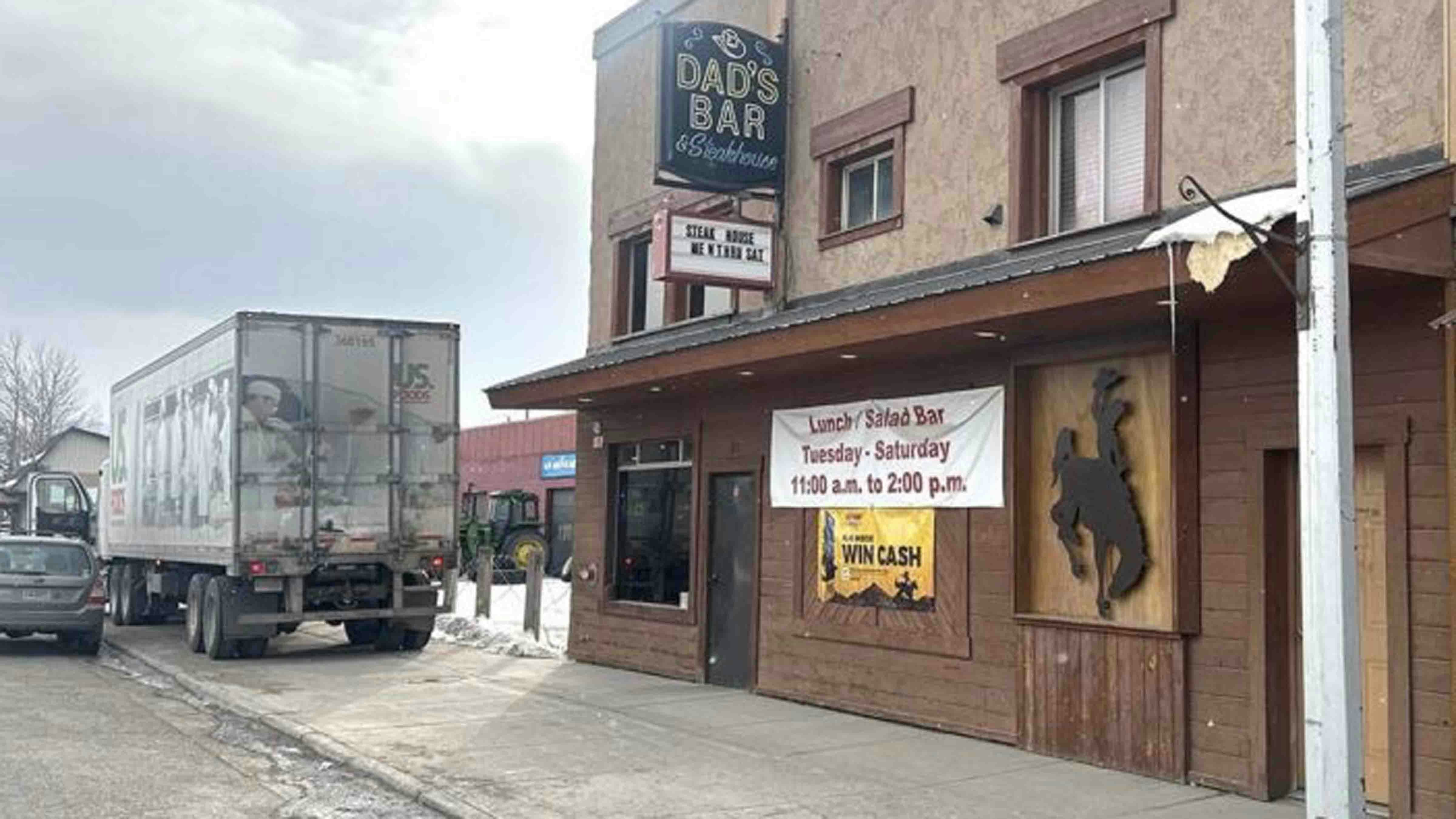 Dad’s Bar and Steakhouse is located on Highway 189 in Thayne, Wyoming.