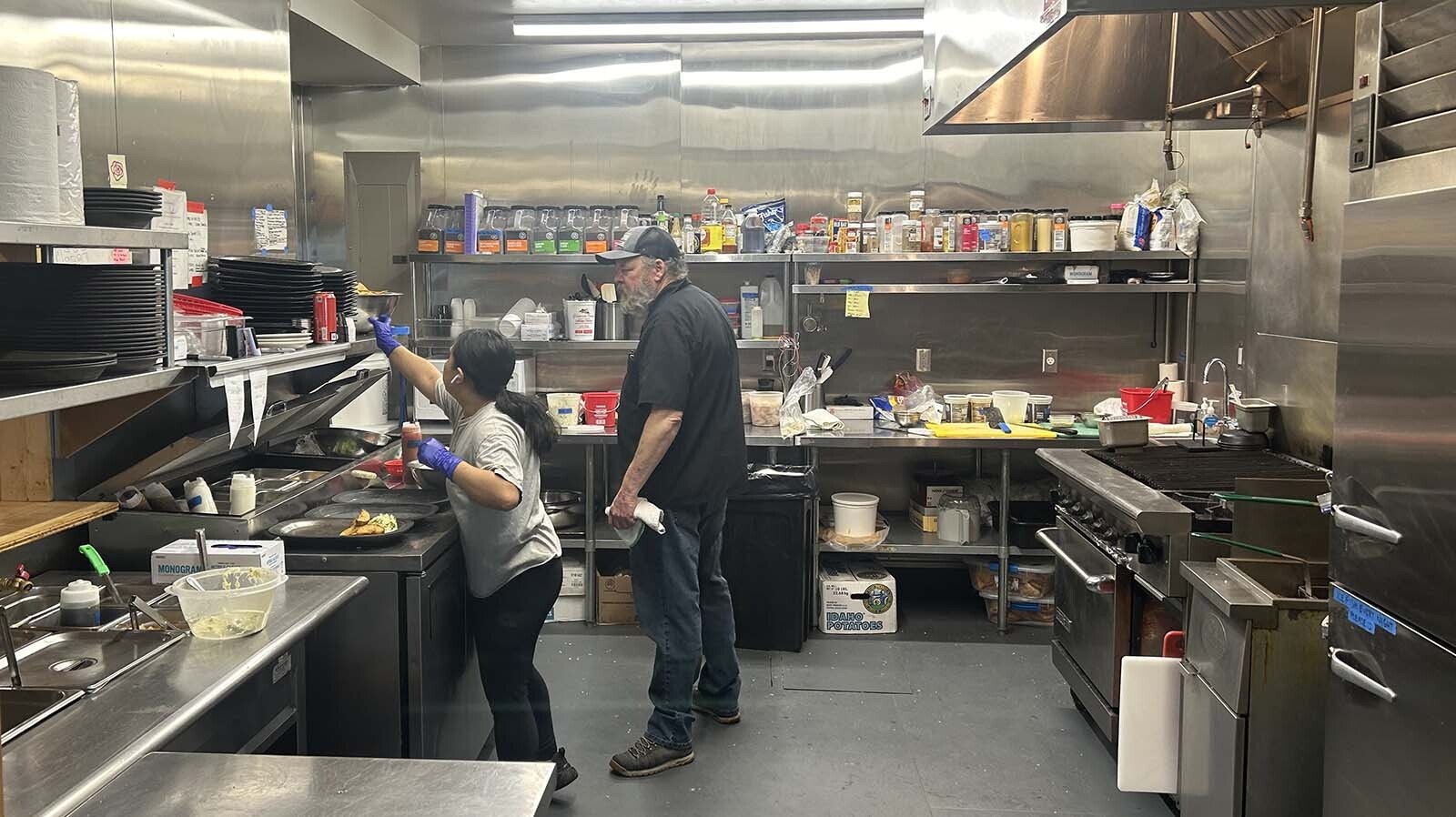 The kitchen at Dad’s Bar and Steakhouse in Thayne is open to anyone who wants to look in and see their meal being prepared.