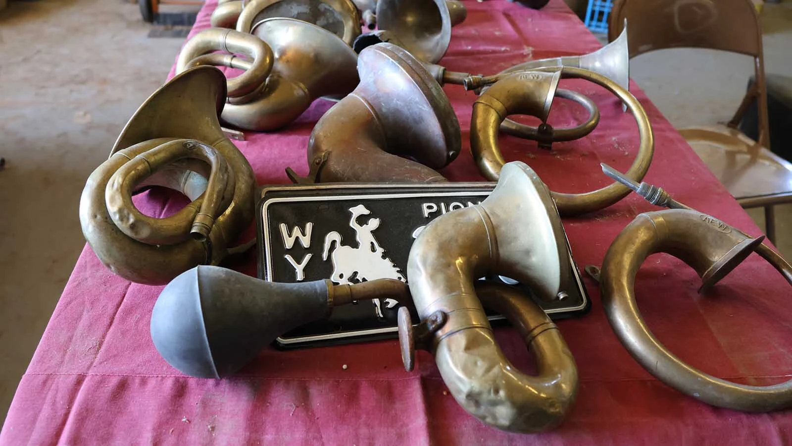 Alex Connell had several horns for the antique cars he hoped to refurbish.