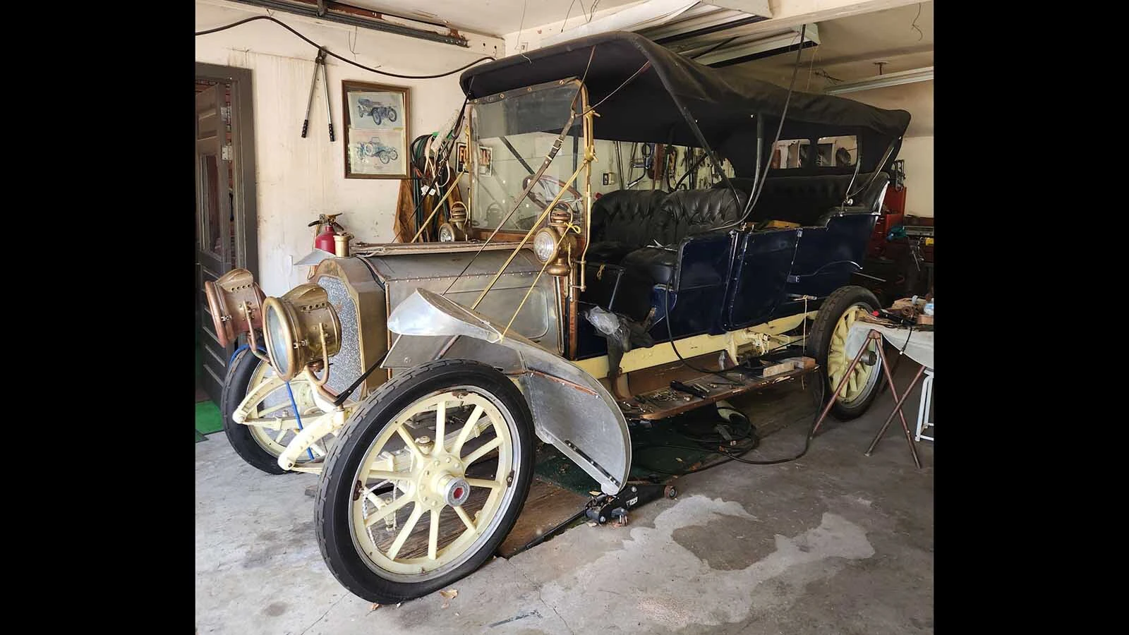 A 1909 Packard Touring Car nearly restored by Alex Connell.