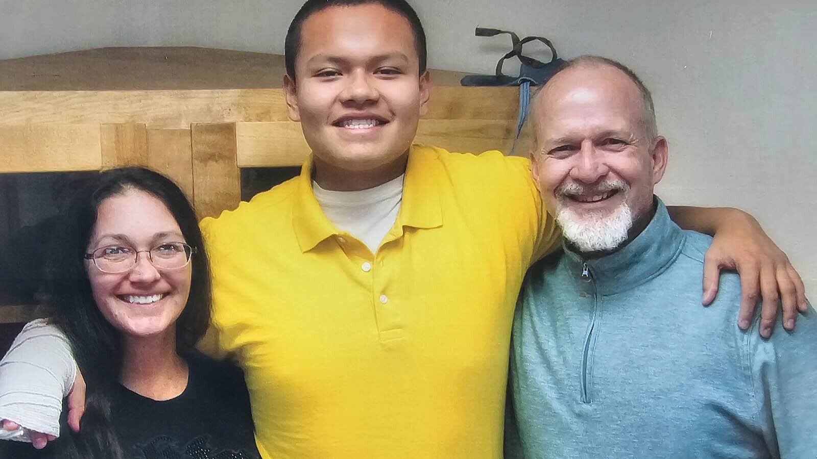 Andrea and Scott warner pose with Dale during a visit to the Wyoming Honor Conservation Camp outside Newcastle. Now 20, Dale Warner was 14 when he took guns to school and threatened to kill people. He now says he deserves to be in prison, and that it's saved his life.