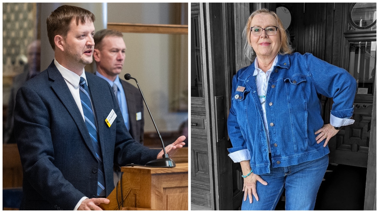 State Rep. Dan Zwonitzer, R-Cheyenne, left, and challenger Ann Lucas.
