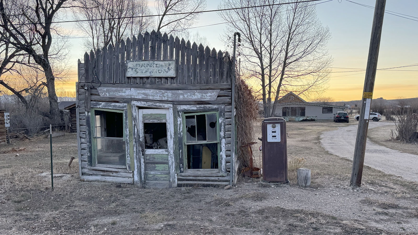 A more than 100-year old gas filling station across the street from the Green River Bar.
