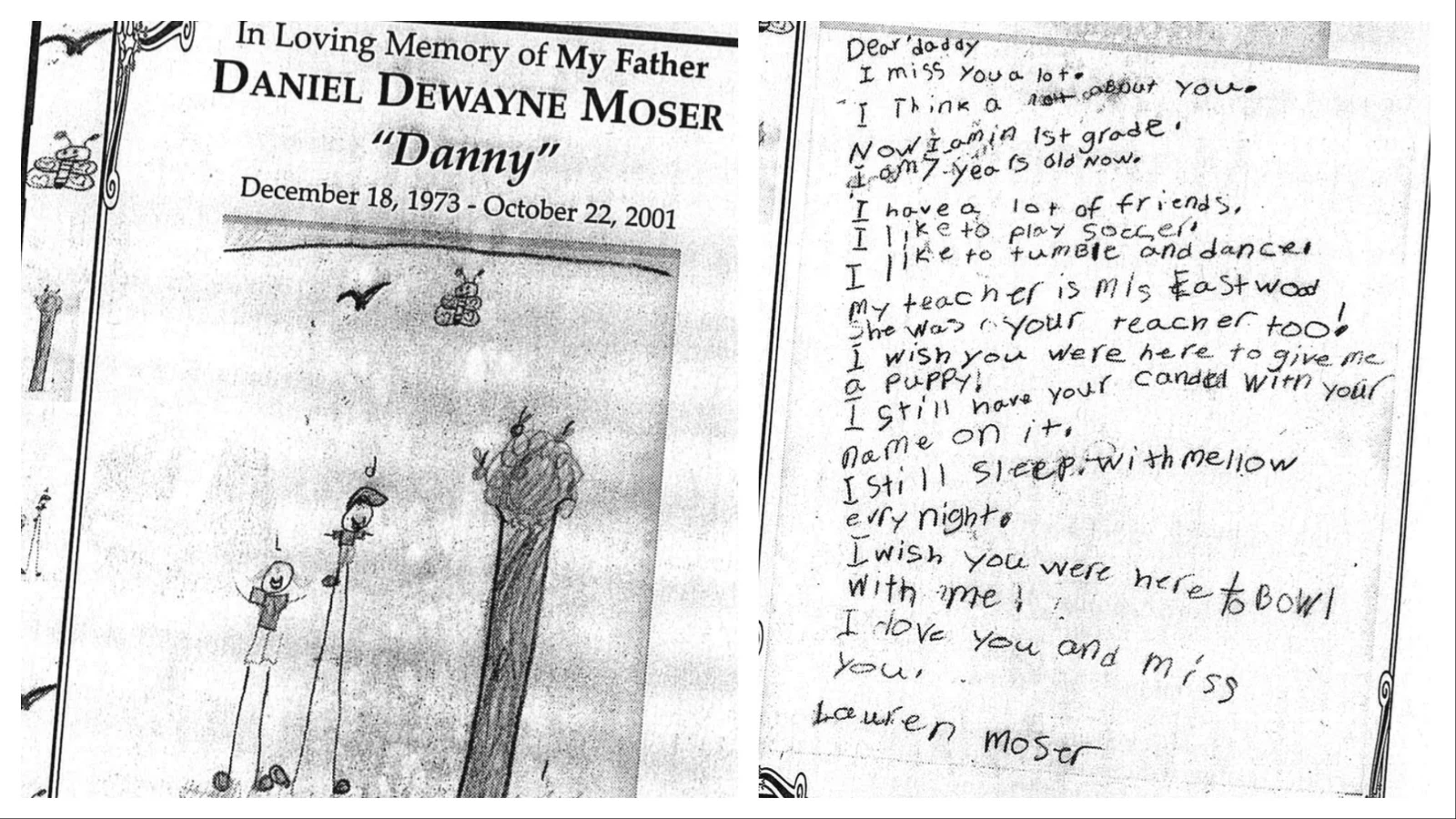 Lauren Moser's childhood letter to her father, Danny Moser, appeared in the Casper-Star Tribune a few years after his murder. 