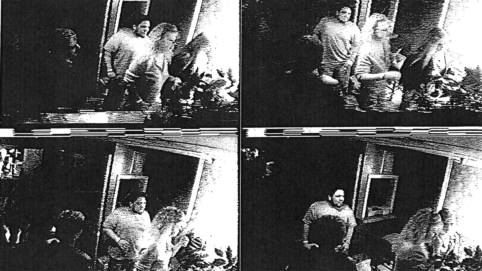 Two men were spotted leaving the Cattleman’s Club at around 12:45 a.m. on Oct. 20, 2001. Authorities were never able to track down the men with one pictured in this grainy image.