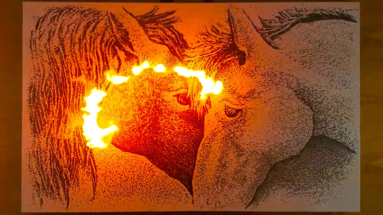 "Unbridled Devotion" is burned into an intimate portrait of a pair of horses.