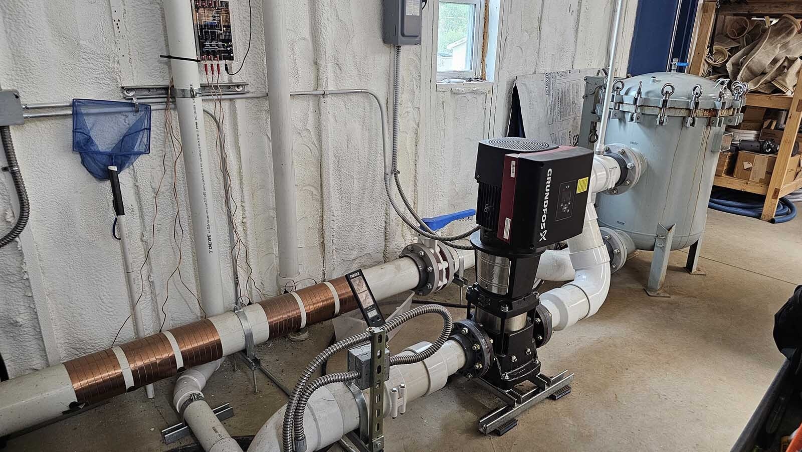 A filtering system treats water coming in and going out from the nearby creek, ensuring that Dan's Fish aquariums have fresh water every hour of the day.