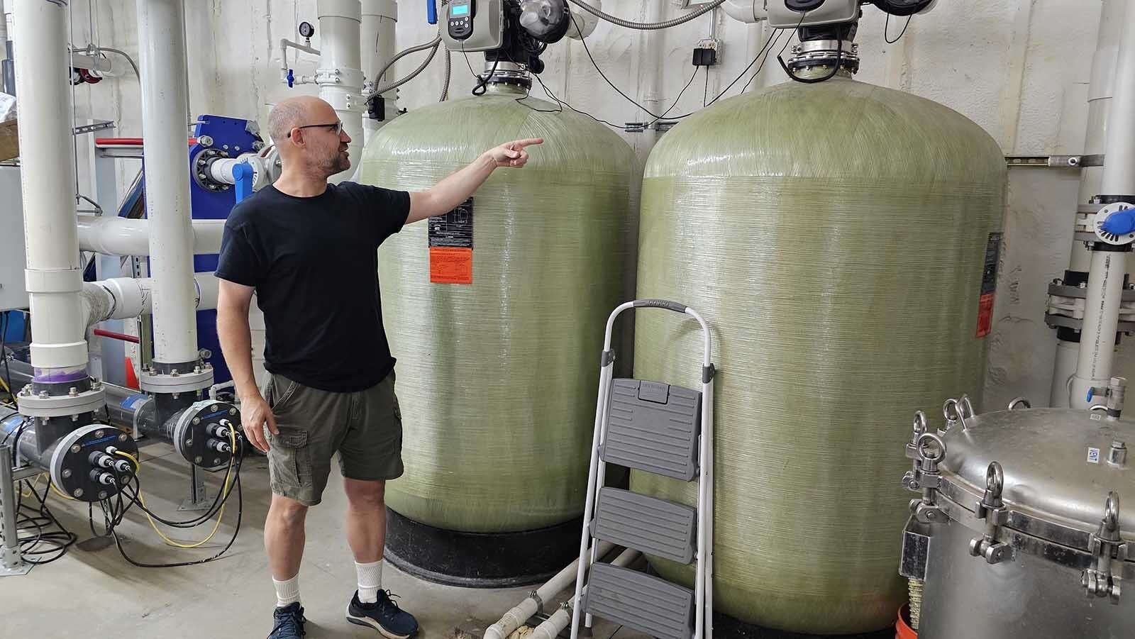 These two large tanks are part of a system that helps clean and filter water coming in and going out from a nearby creek at Dan's Fish.