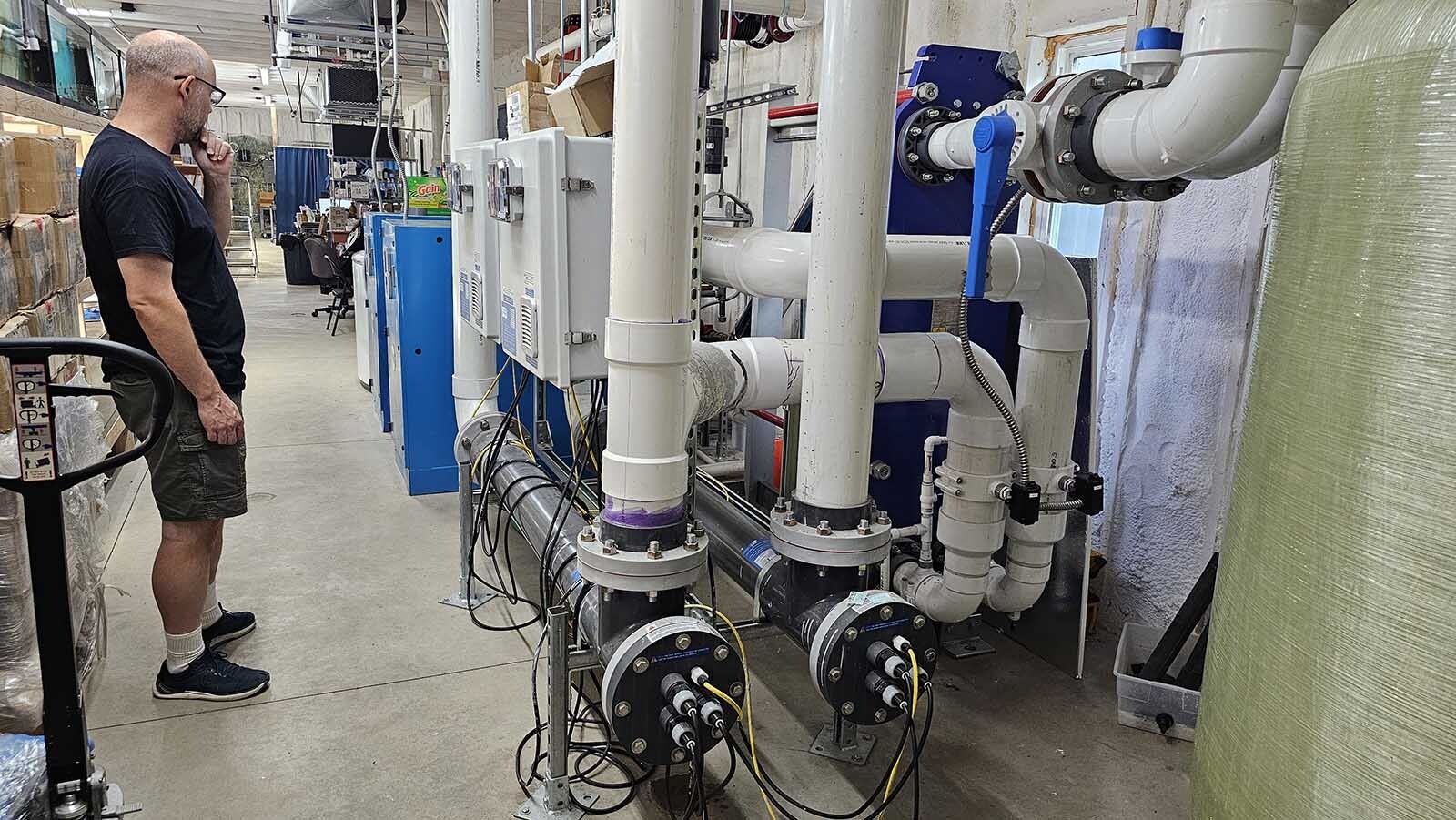 A filtering system treats water coming in and going out from the nearby creek, ensuring that Dan's Fish aquariums have fresh water every hour of the day.