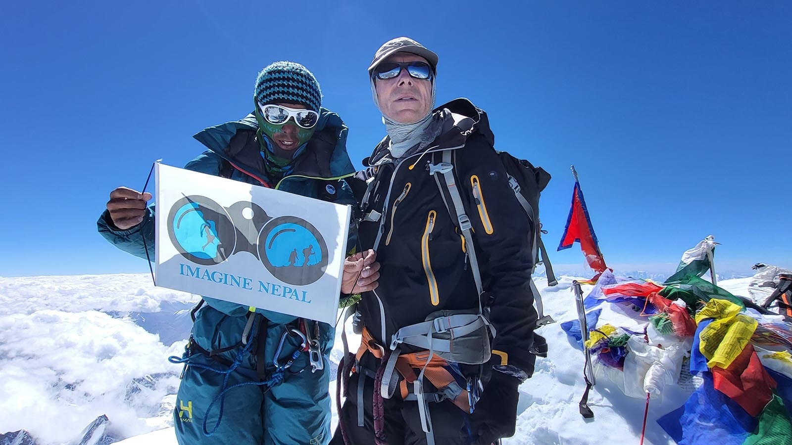 Sheridan mountaineer Darren Rogers, right, with a sherpa while on an expedition to summit K2 in late July 2024.