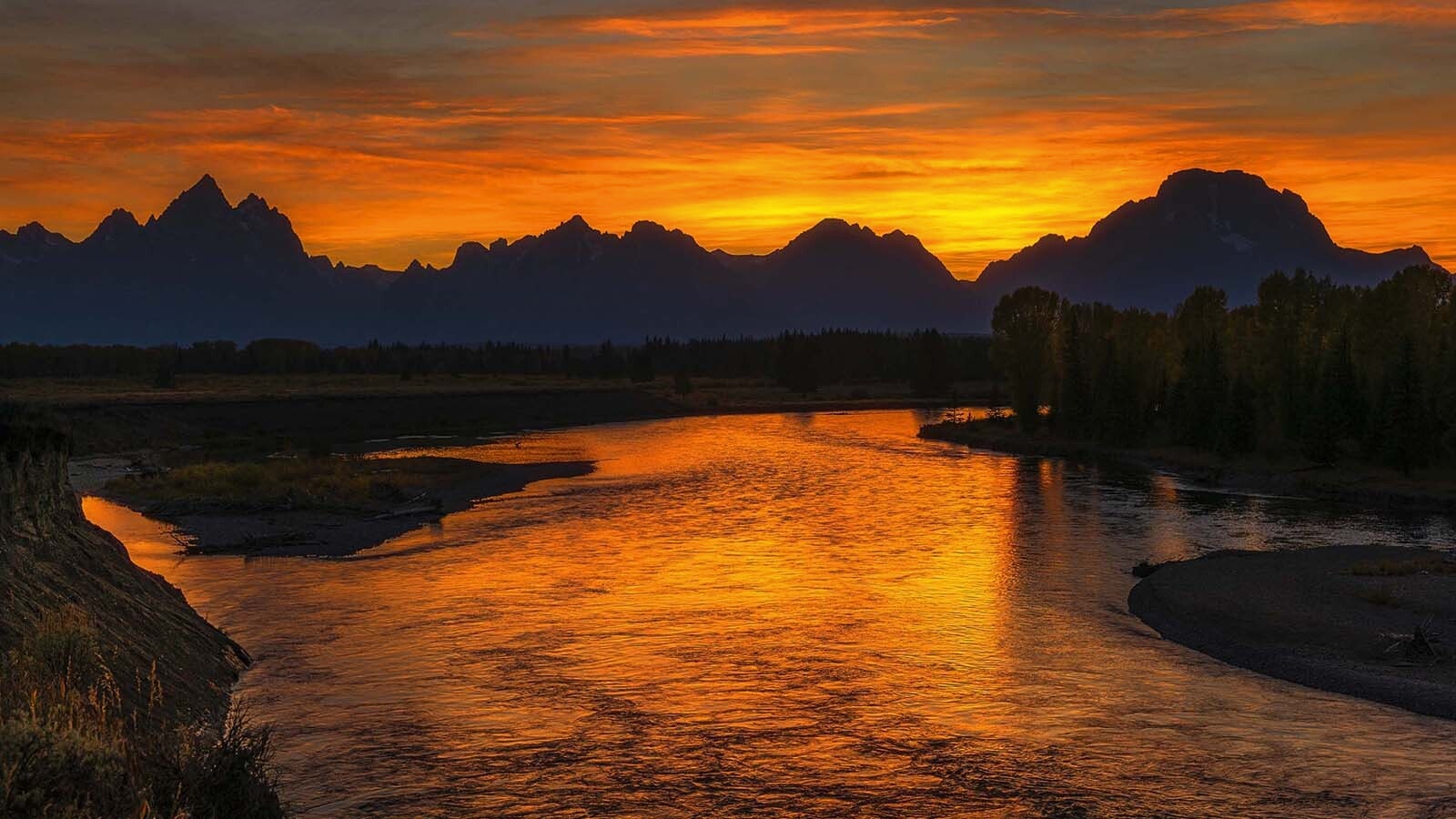 Snake River and Teton Range Sunset by Dave Bell