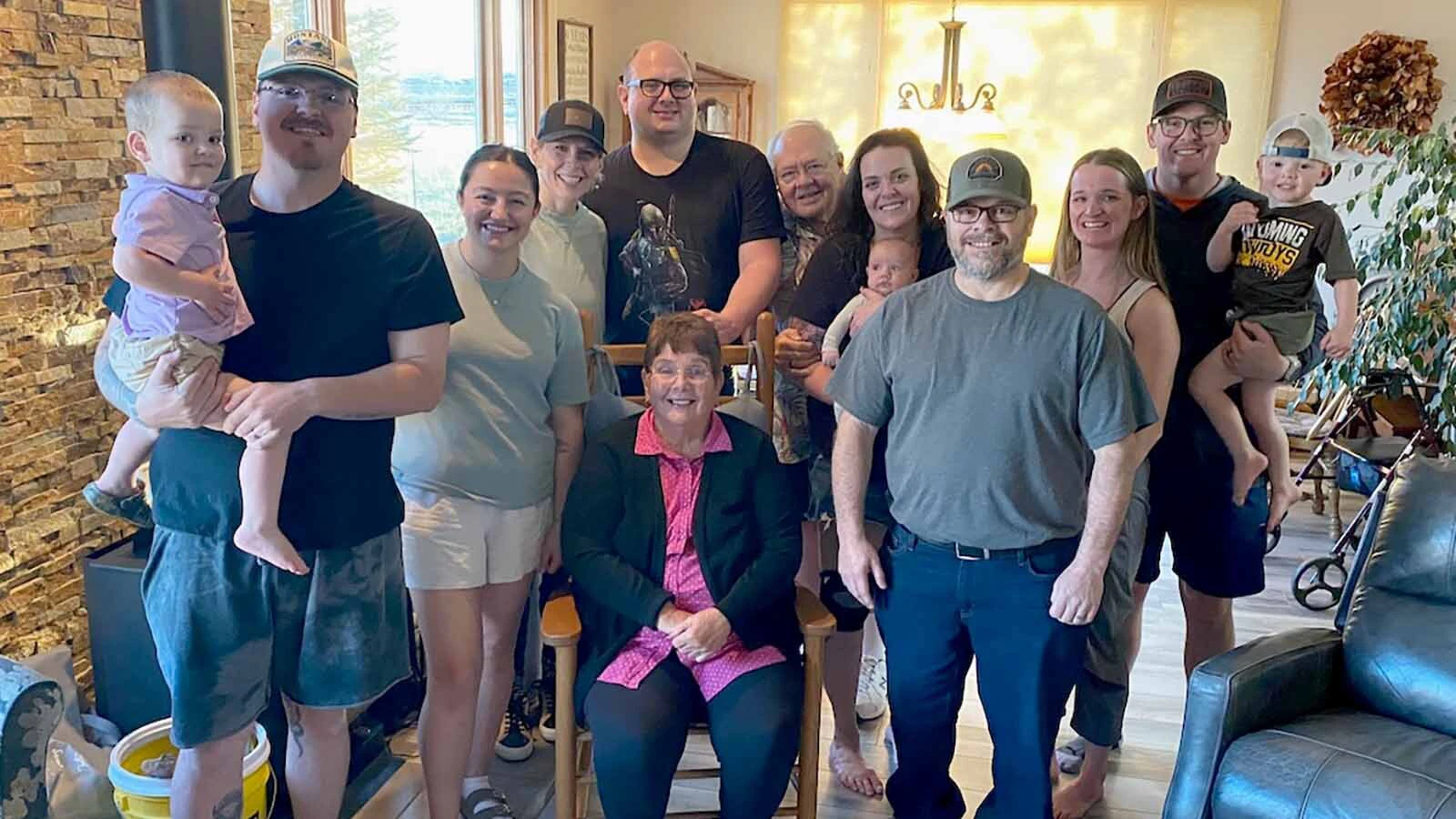 David Reetz, back center, poses with his family as they celebrate a recent birthday.