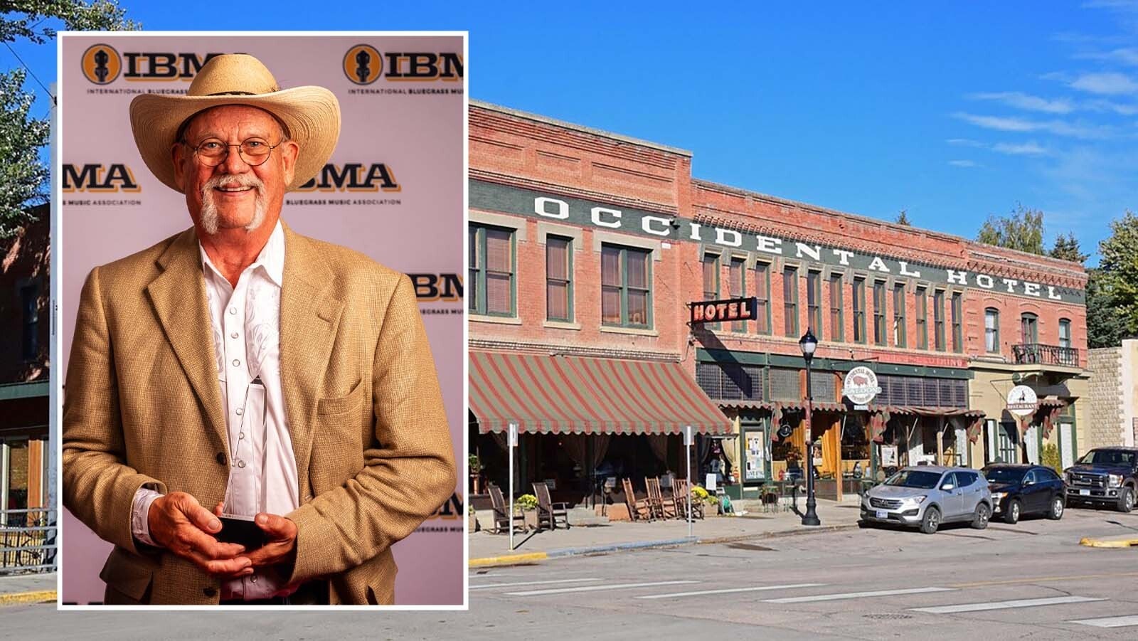 Dave Stewart owns and operates the historic Occidental Hotel in Buffalo, Wyoming, with wife Jackie. He’s also a musician, writing “God Already Has,” which won Gospel Song of the Year at Friday’s IBMA Bluegrass Music Awards. Here he's posing with the award.