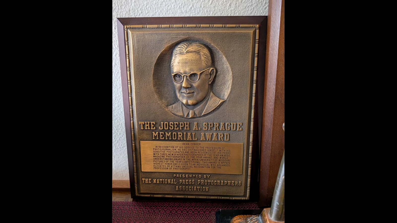 Dean Conger was honored with several awards during his career, including this lifetime achievement award.