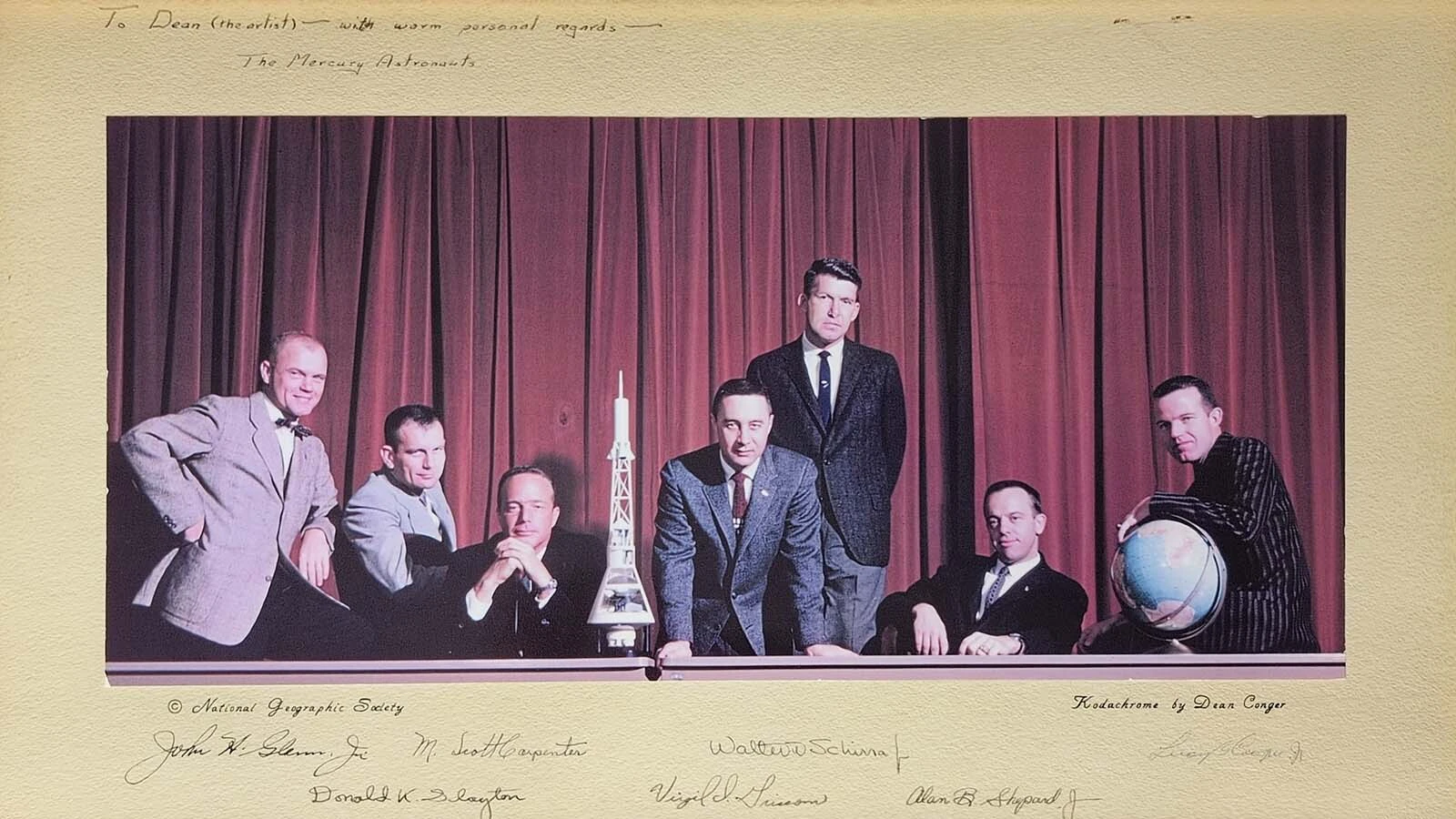 The Mercury astronauts signed special messages to Dean Conger for his work covering their exploits.