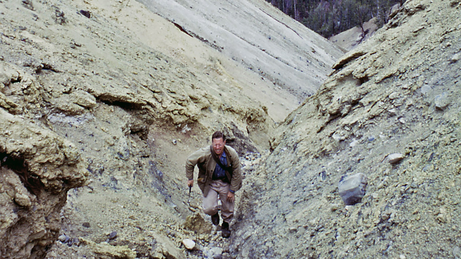 An unidentified hiker in the area known as Death Gulch in Yellowstone National Park in 1963.