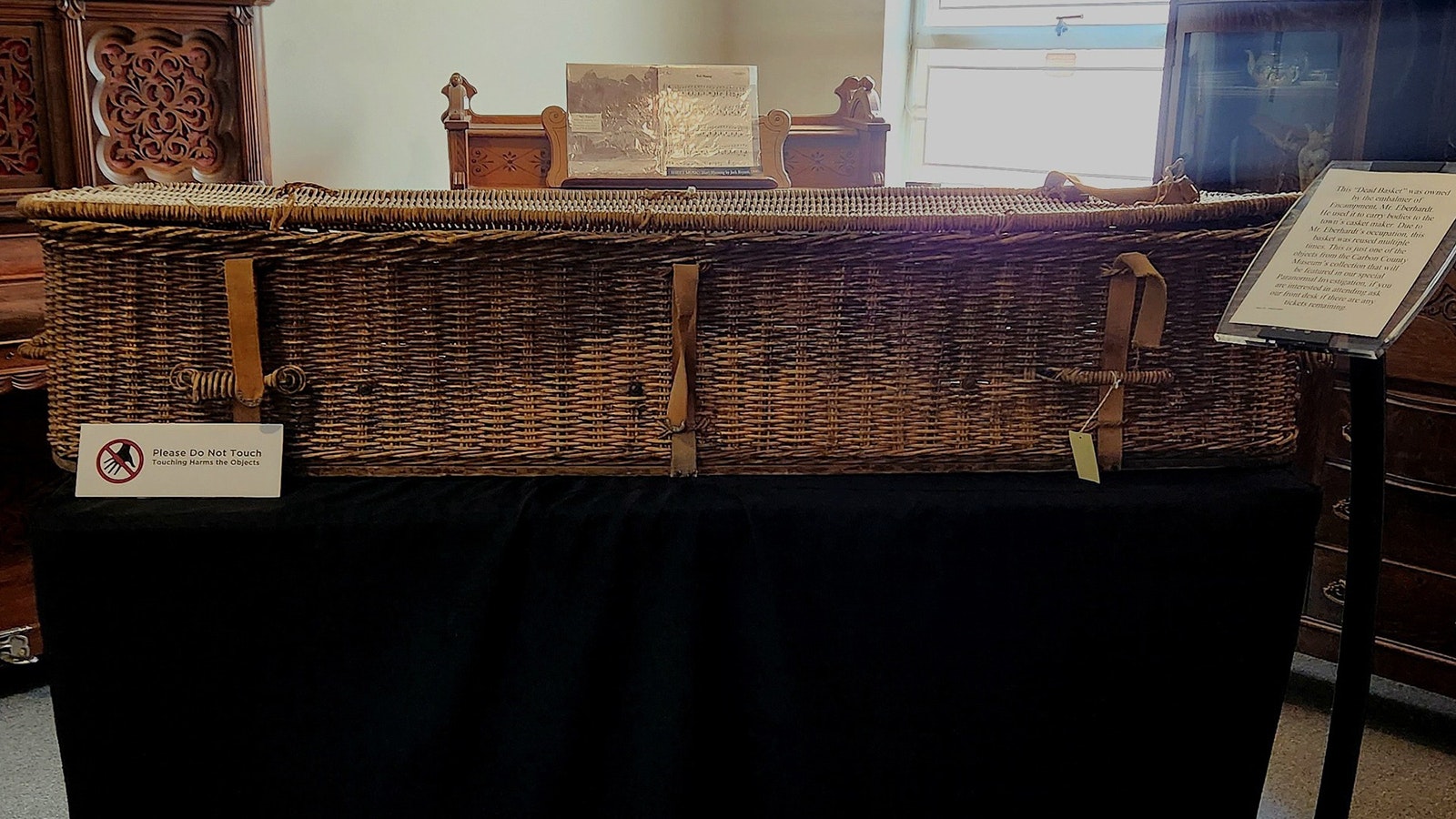 This large wicker basket was used by a funeral home in Encampment to transport bodies for embalming.