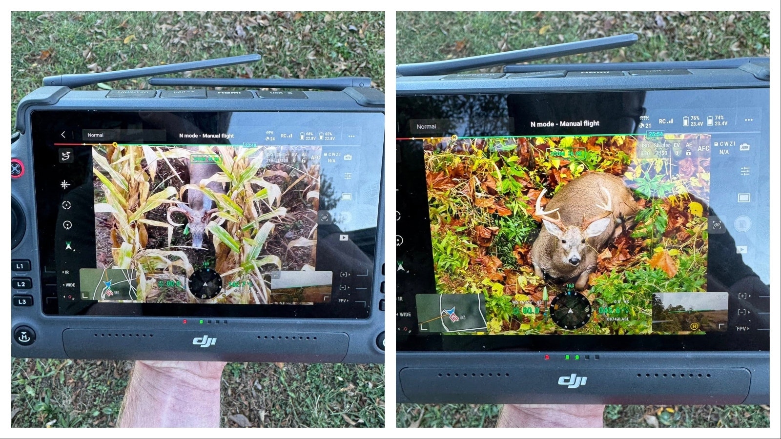 Images from a drone used to help locate wounded deer.