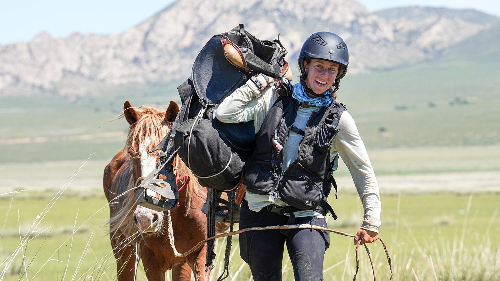 Deirdre Griffith of Jackson, Wyoming, in the 2022 Mongol Derby, which she won.