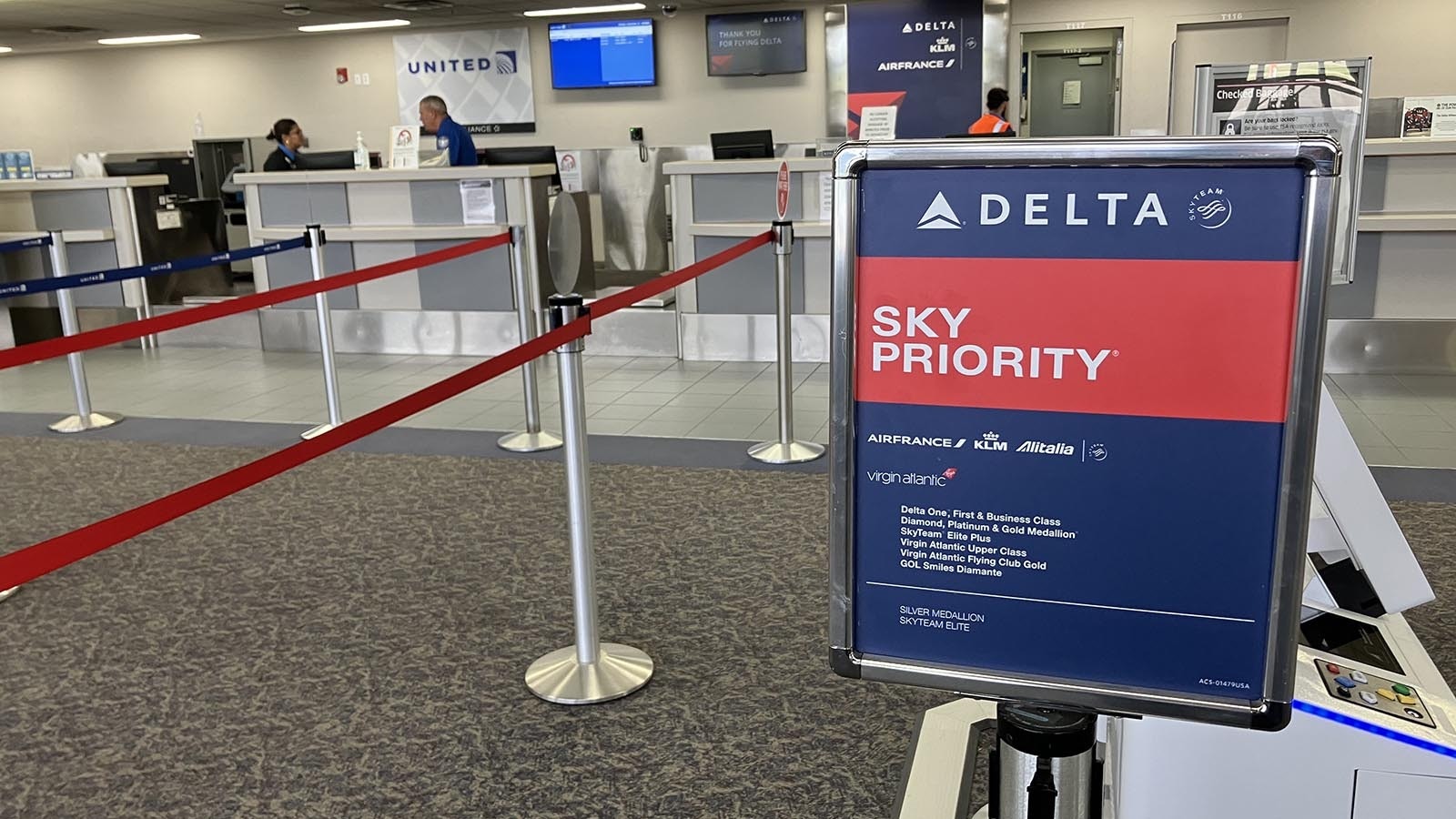 The Delta Airlines check-in area at the Casper/Natrona International Airport.