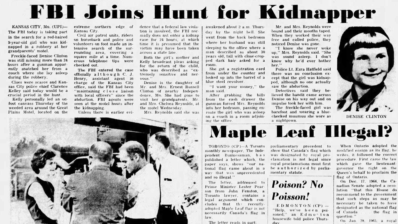 News of the kidnapping of 9-year-old Denise Clinton made newspapers all over the U.S. and Canada. This story ran in the Windsor Star of Ontario, Canada, in 1965.