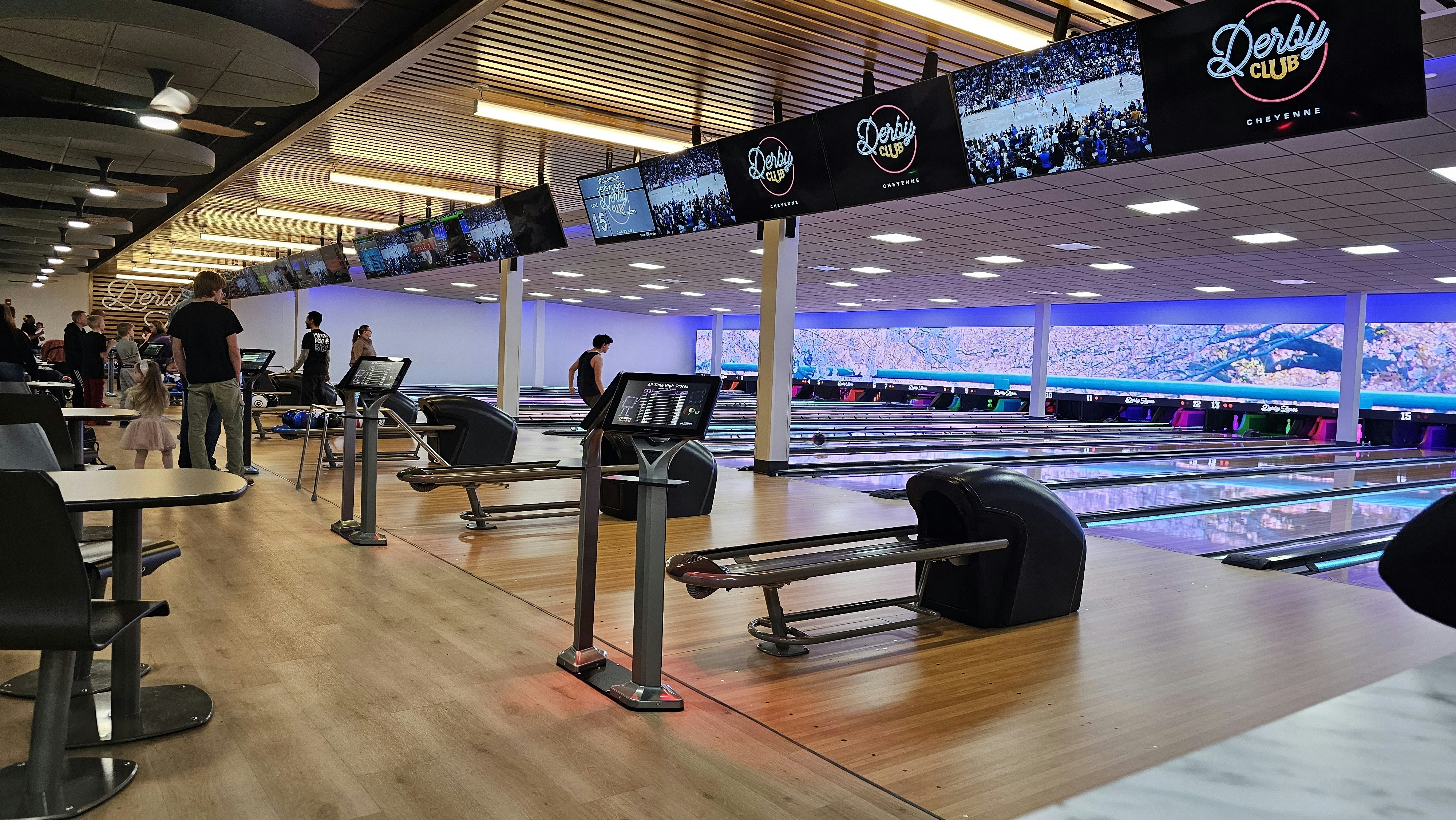 Derby Lanes was busy Wednesday night, with families enjoying games of bowling in a more high-tech video-game style environment.