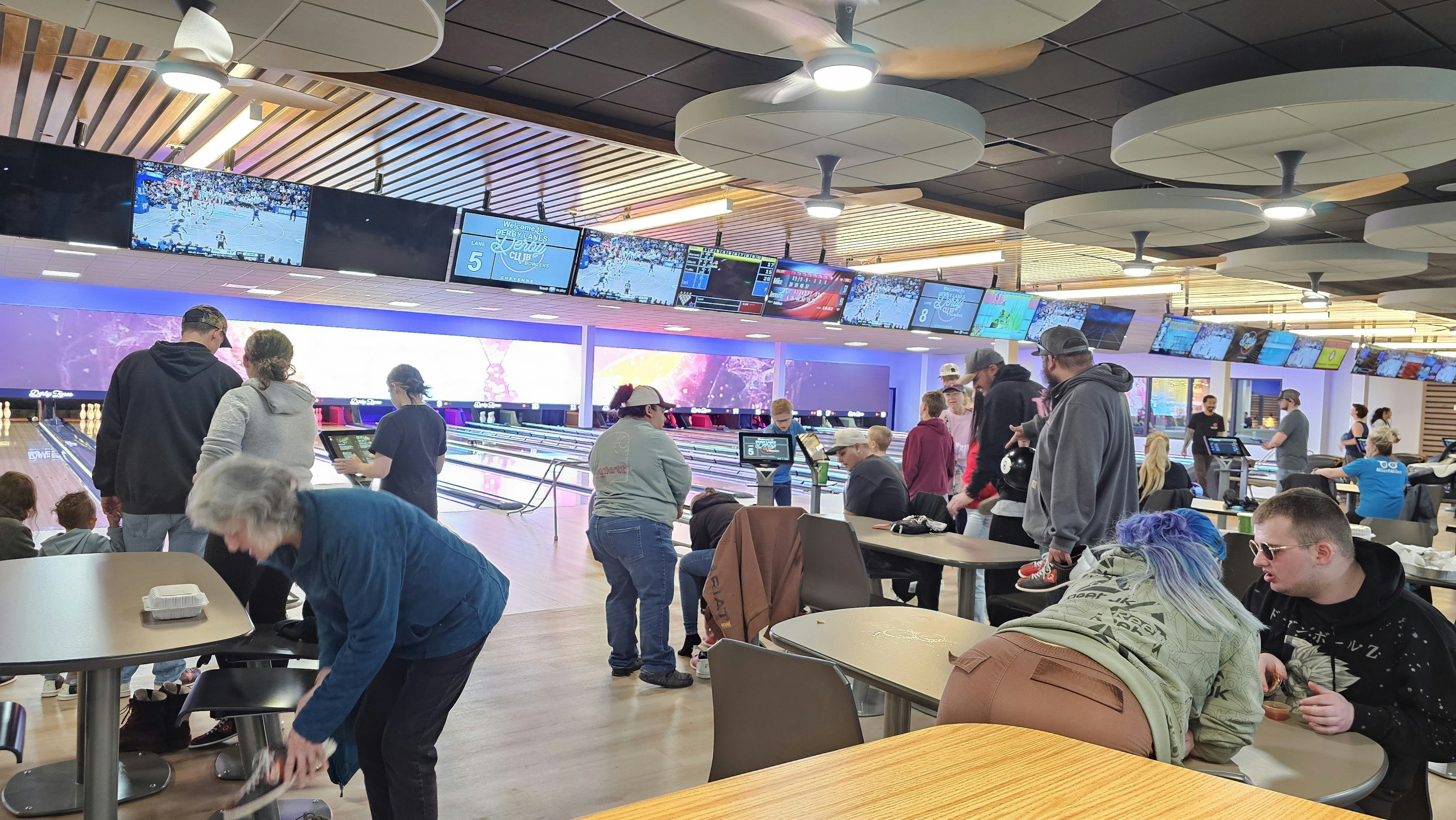 Families gathered at Derby Lanes in Cheyenne Wednesday night to try out the new video game approach to bowling.