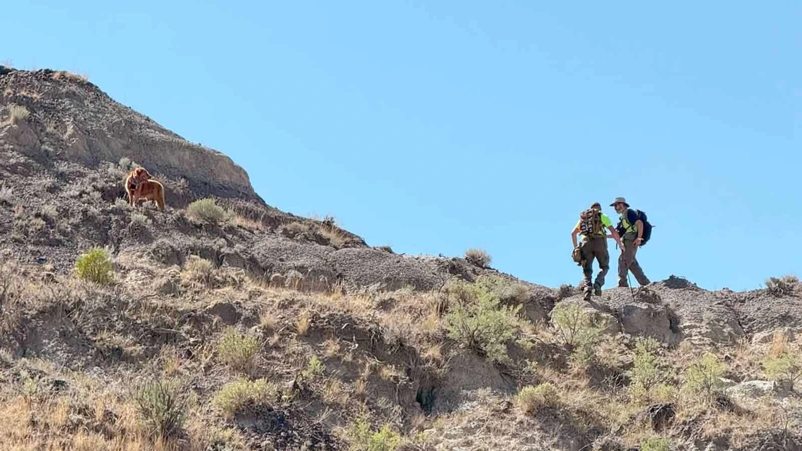 Searchers climbed up cliffs and down rocky terrain last weekend at Weston Hills Recreation Area looking for any clues as to what happened to Derek Schaff, whose vehicle and other possessions were found in the area. 