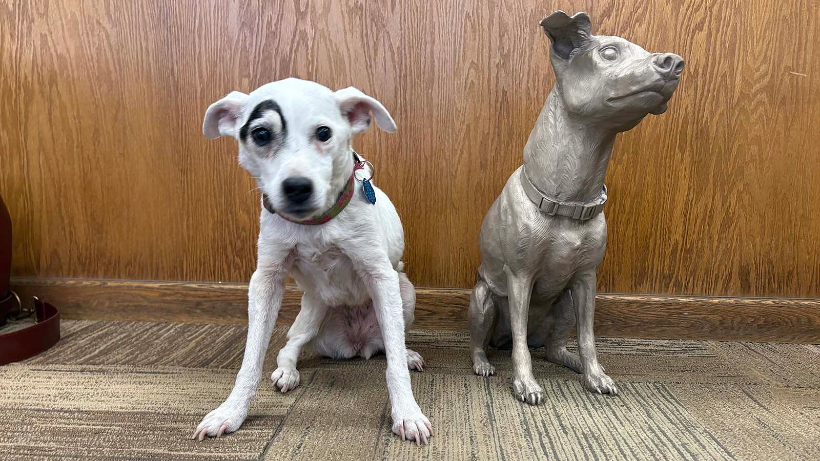 Dot and the bronze of herself prior to being colored.