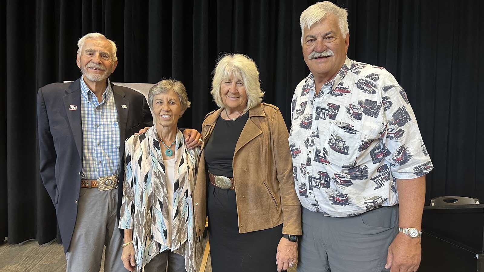 Dessie A. Bebout raised five children, her three and her sister’s two, and they came together on Wednesday to honor her legacy and the renaming of the Shoshoni U.S. Post Office in her name. Pictured, Eli Bebout, Bessie McGirr, Ruby Calvert, and Nick Bebout. Not pictured is Mike Metcalf.