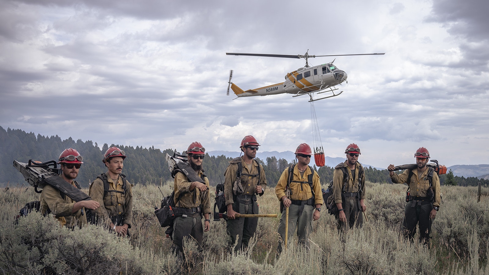 Devil's Canyon crew stages on the Elk Lake Fire for helicopter operations in Montana.