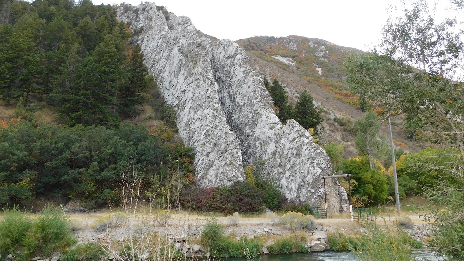 Devil's Slide is a unique limestone rock formation just off I-84 in Utah about 45 minutes west of Evanston, Wyoming.