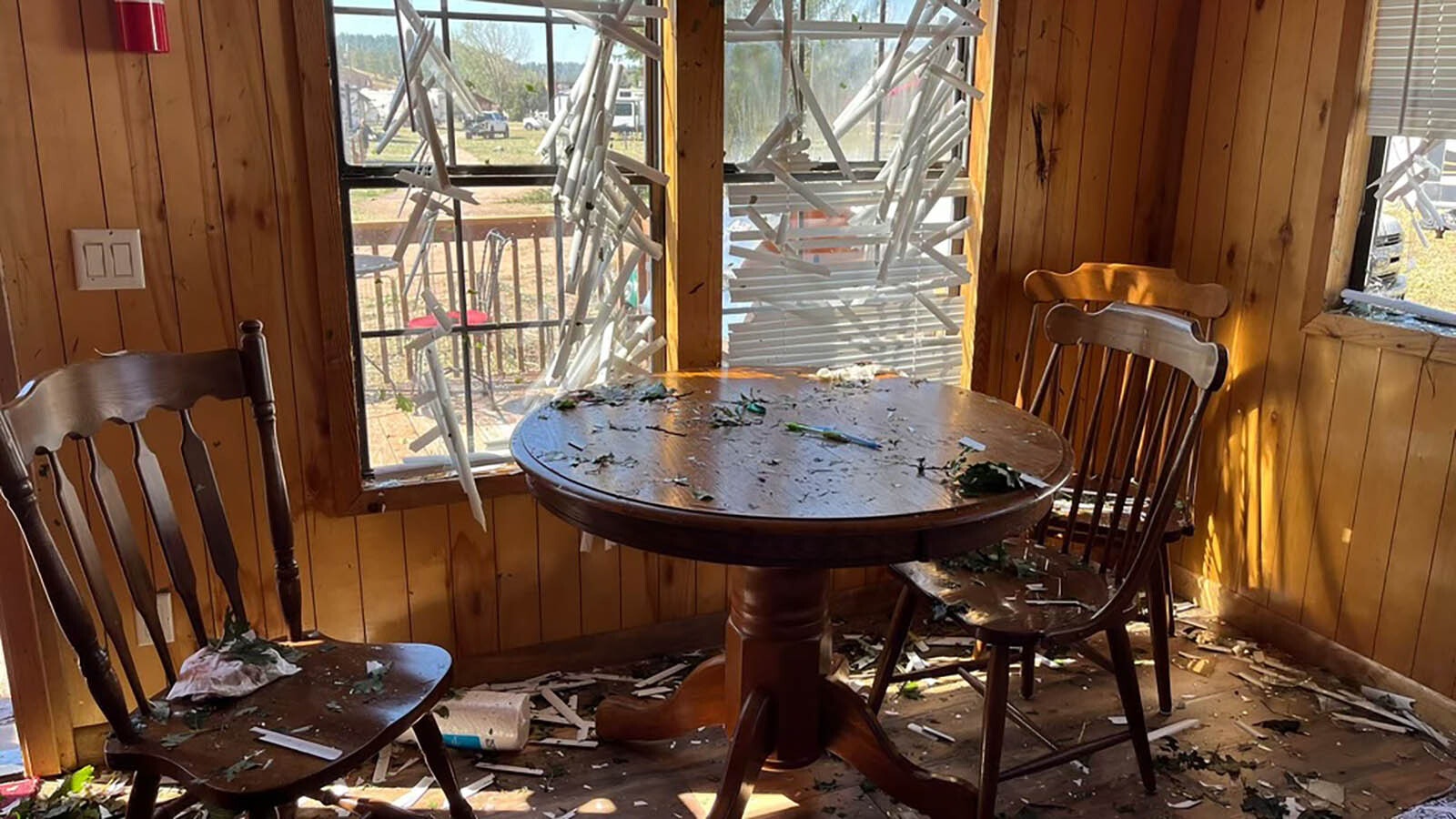 A severe hailstorm shattered windshields, downed trees, and caused significant damage to the Devils Tower KOA campground on Monday, August 19, 2024.